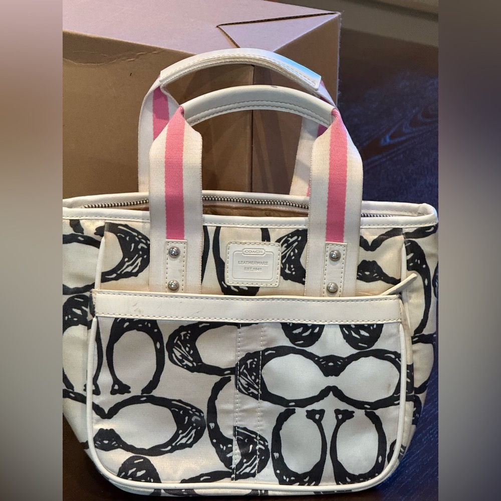 Coach Cream and Pink Tote Bag